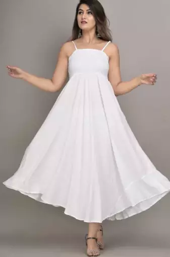 white solid fit and flare maxi dress with minimal look