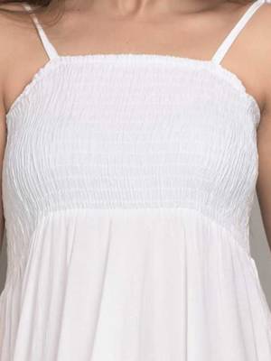 white solid fit and flare maxi dress with minimal look 5