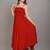 red shoulder straps fit & flare midi dress