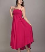 magenta solid fit and flare maxi dress with comfortable fit