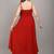 red shoulder straps fit & flare midi dress