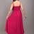 shoulder straps fit & flare magenta midi dress