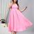 pink shoulder straps fit & flare baby midi dress
