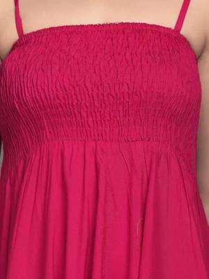 magenta solid fit and flare maxi dress with comfortable fit 5