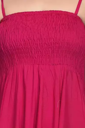 magenta solid fit and flare maxi dress with comfortable fit
