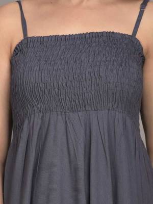 grey solid fit and flare maxi dress with shoulder straps 5
