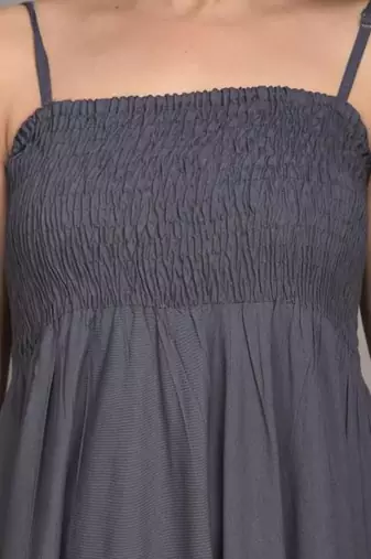 grey solid fit and flare maxi dress with shoulder straps