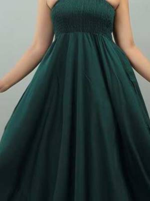 teal green solid fit and flare maxi dress with shoulder straps 3