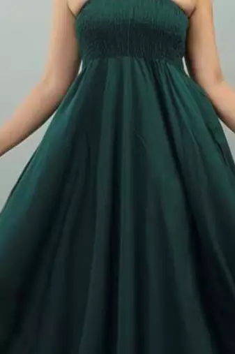 teal green solid fit and flare maxi dress with shoulder straps