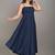 blue solid shoulder strap fit and flare maxi dress