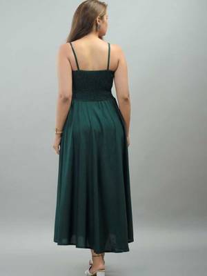 teal green solid fit and flare maxi dress with shoulder straps 4