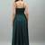 teal green solid fit and flare maxi dress with shoulder straps