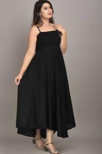 black shoulder straps fit & flare midi dress