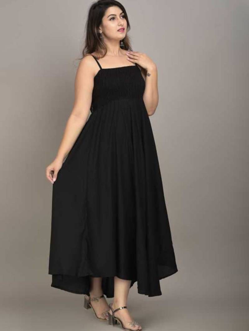 black shoulder straps fit & flare midi dress