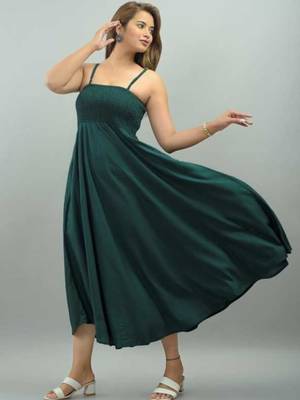 teal green solid fit and flare maxi dress with shoulder straps 5