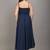 blue solid shoulder strap fit and flare maxi dress