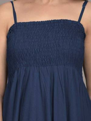 blue solid shoulder strap fit and flare maxi dress 5