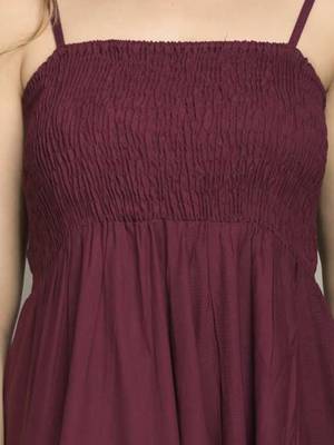 maroon solid fit and flare maxi dress for everyday wear 5