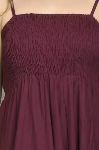 maroon solid fit and flare maxi dress for everyday wear