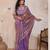 lavender metallic velvet satin saree with cutdana, beads & zari work in emerald teal