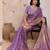 lavender metallic velvet satin saree with cutdana, beads & zari work in emerald teal