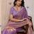 lavender metallic velvet satin saree with cutdana, beads & zari work in emerald teal