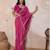 pink metallic velvet satin saree with cutdana, beads & zari work in emerald teal
