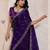 dark purple metallic velvet satin saree with cutdana, beads & zari work in emerald teal