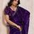 dark purple metallic velvet satin saree with cutdana, beads & zari work in emerald teal