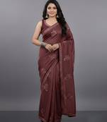 Maroon embroidered viscose saree