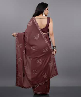 Maroon embroidered viscose saree 2
