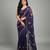 Purple embroidered silk satin saree