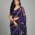 Purple embroidered silk satin saree