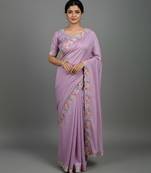Purple embroidered viscose saree