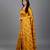 Yellow embroidered satin saree