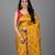Yellow embroidered satin saree