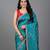 Blue embroidered satin saree
