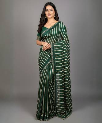 Green embroidered silk saree 1