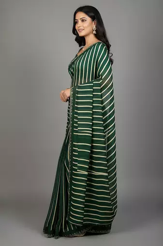 Green embroidered silk saree