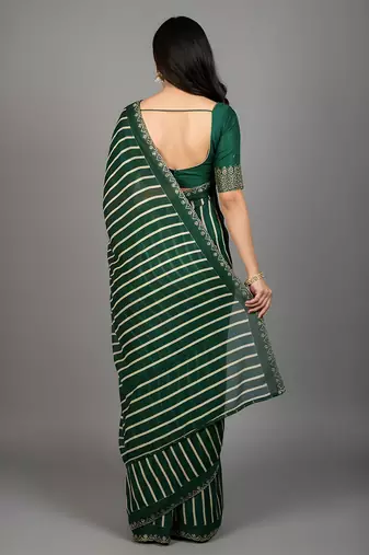 Green embroidered silk saree