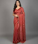 Red embroidered silk saree