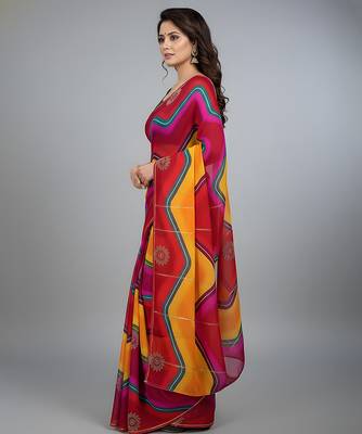 Multicolor embroidered viscose saree 2