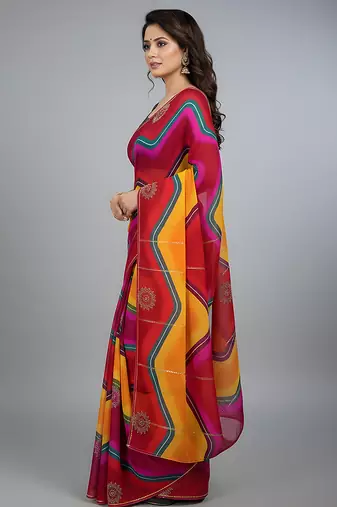 Multicolor embroidered viscose saree