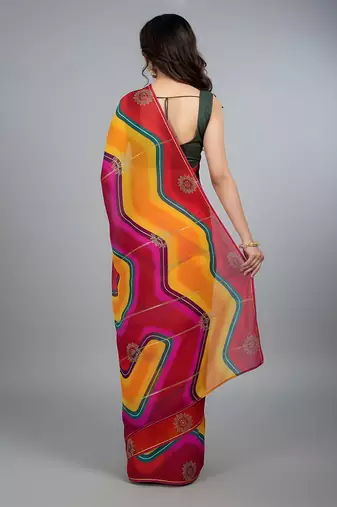Multicolor embroidered viscose saree