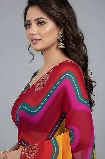 Multicolor embroidered viscose saree