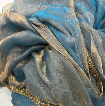 Sky blue color fendy chiffon saree with running blouse 6