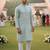 Men’s heavy silk mint kurta with all-over work & cotton pyjama