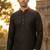 Men   s heavy silk black kurta with all-over work & cotton pyjama