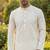 Men   s heavy silk white kurta with all-over work & cotton pyjama