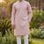 Men   s heavy silk rose pink kurta with all-over work & cotton pyjama
